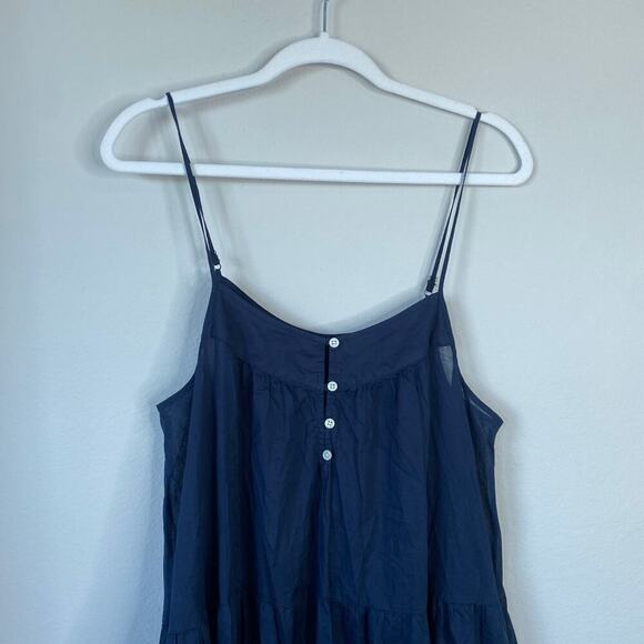 J. CREW Tiered Button-Front Cover-Up Dress in Navy Blue 2022 Size Medium Cotton - Picture 4 of 8
